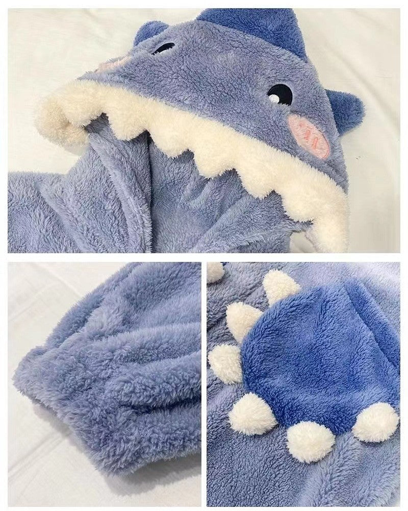 Little Shark Printed Long-sleeved Jumpsuit Pajamas