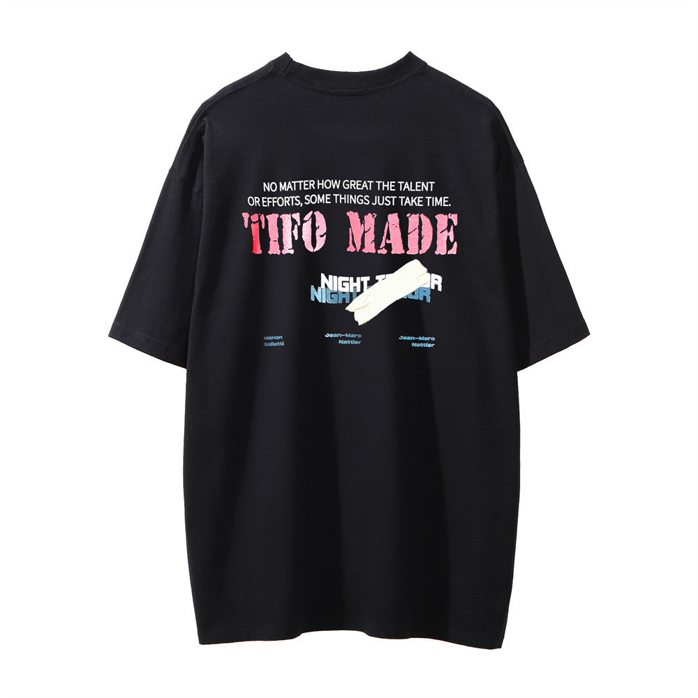 Animal Shark Print Distressed Wash Short Sleeve T-shirt