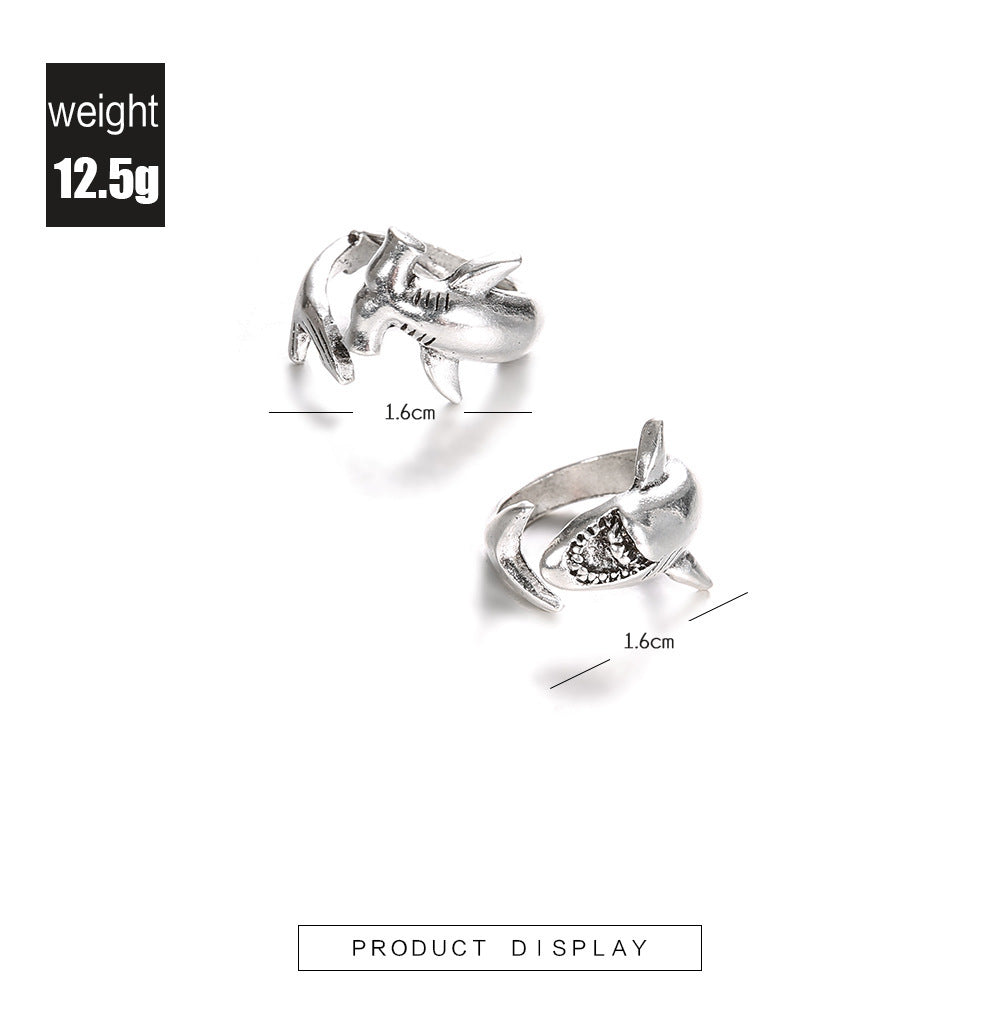 Antique Great White Shark Alloy Set Ring