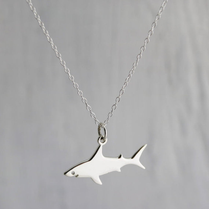 Silver Color Shark Fish Stainless Steel Necklace