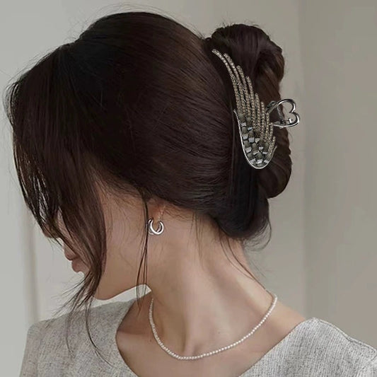 Rhinestone Wings Shark Clip Women's Large Back Head