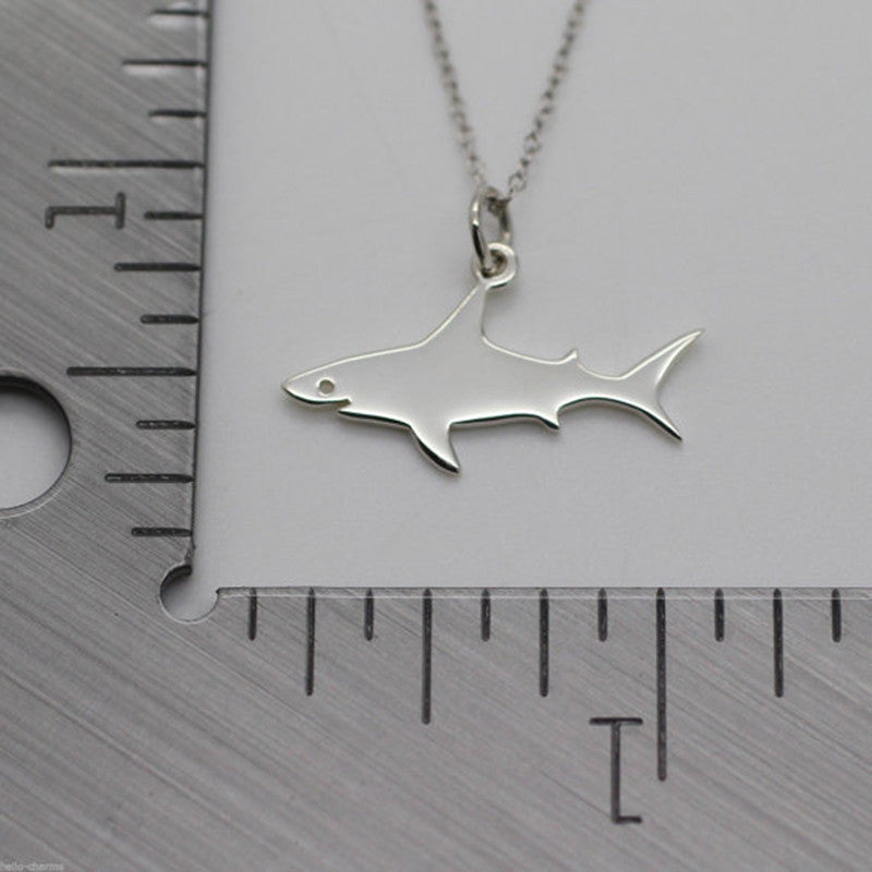 Silver Color Shark Fish Stainless Steel Necklace