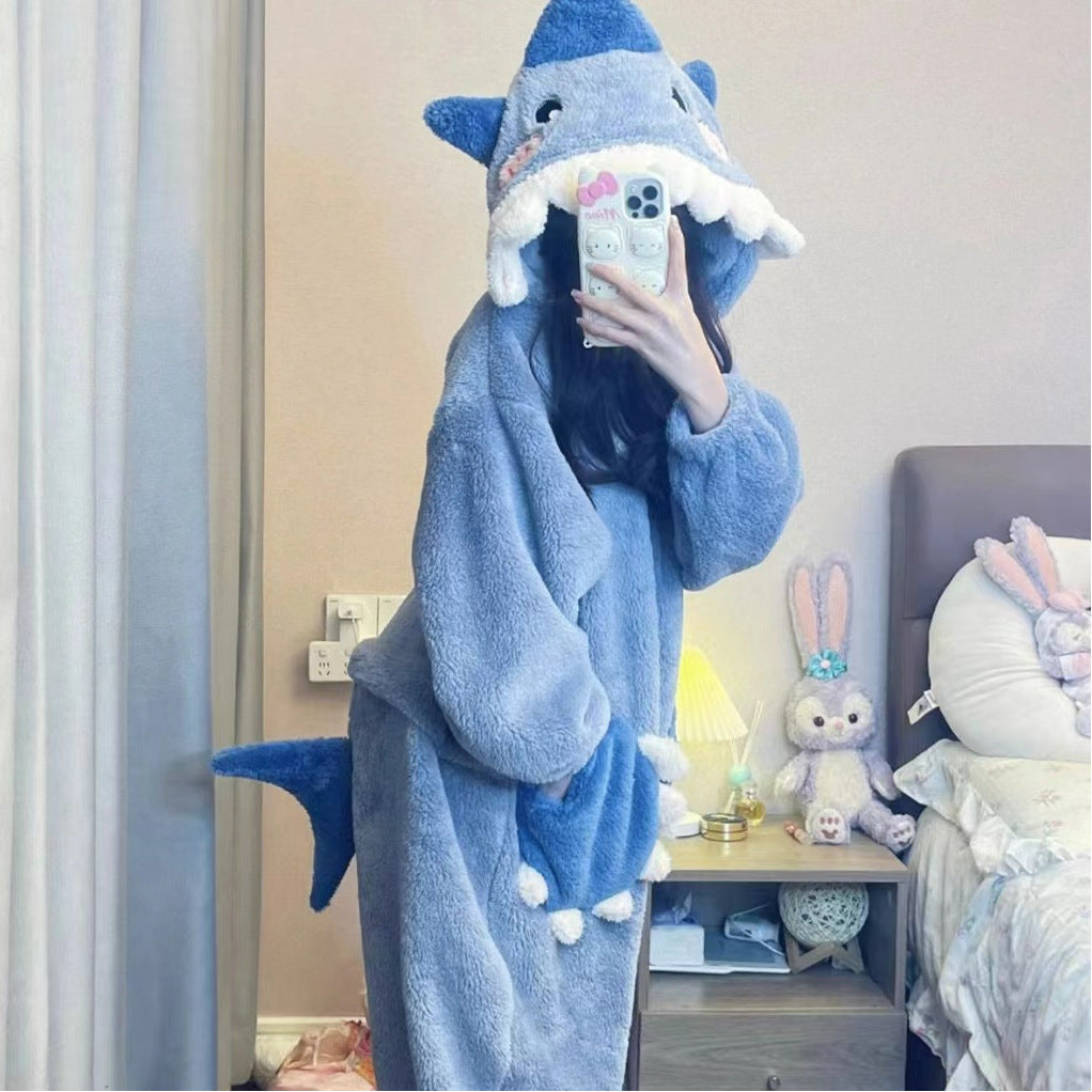 Little Shark Printed Long-sleeved Jumpsuit Pajamas