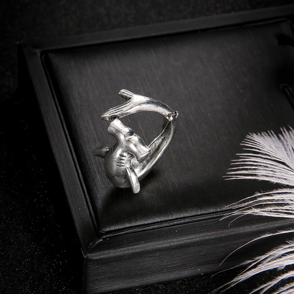 Antique Great White Shark Alloy Set Ring