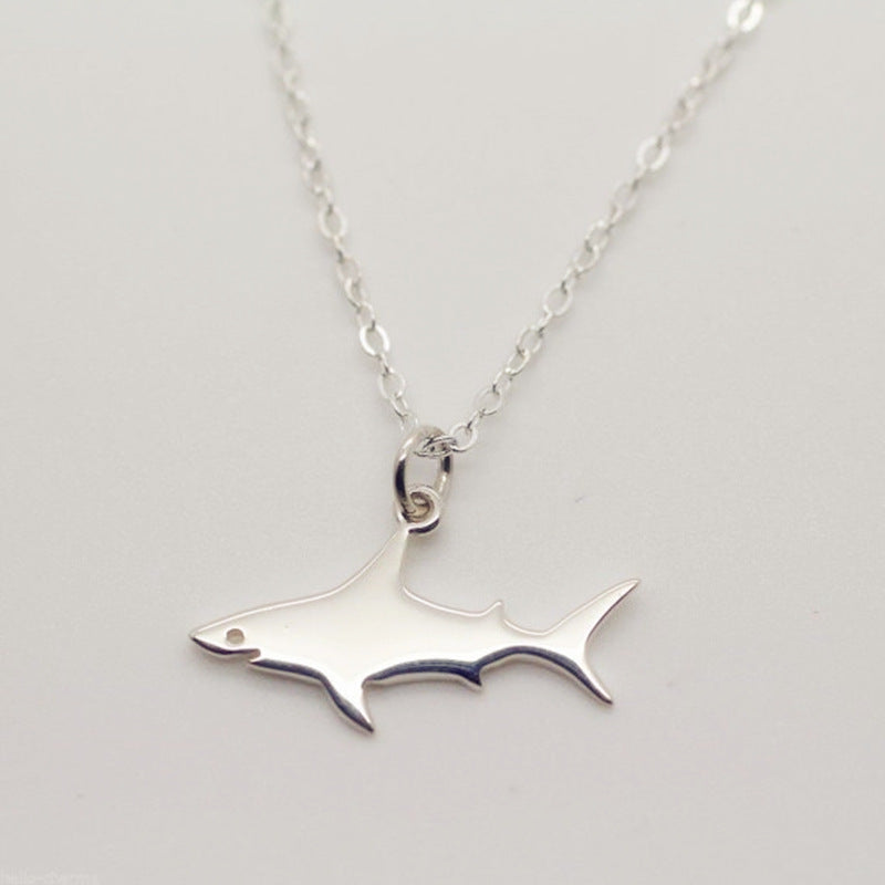 Silver Color Shark Fish Stainless Steel Necklace