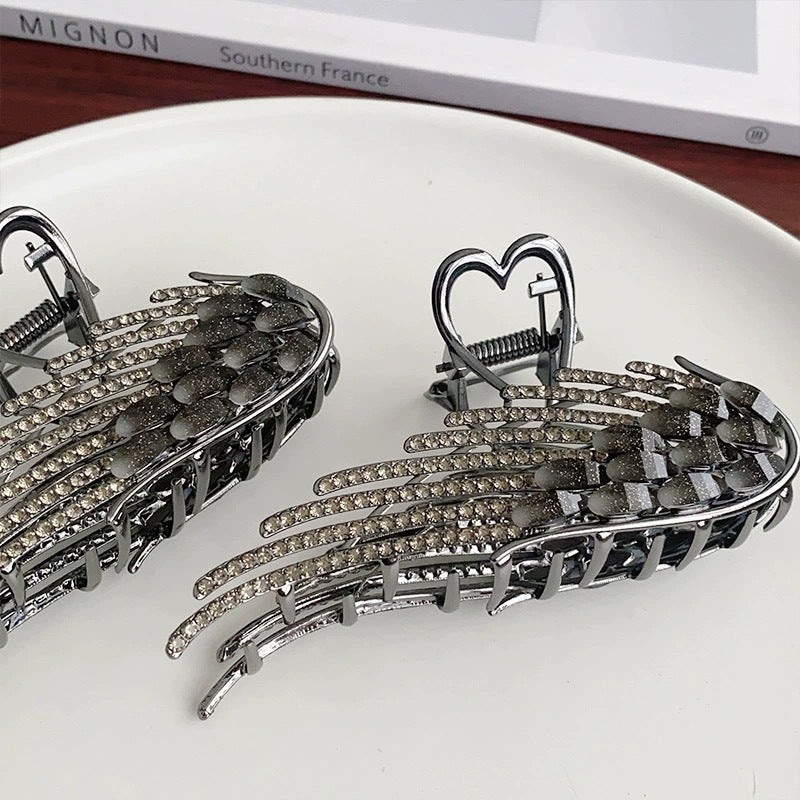 Rhinestone Wings Shark Clip Women's Large Back Head