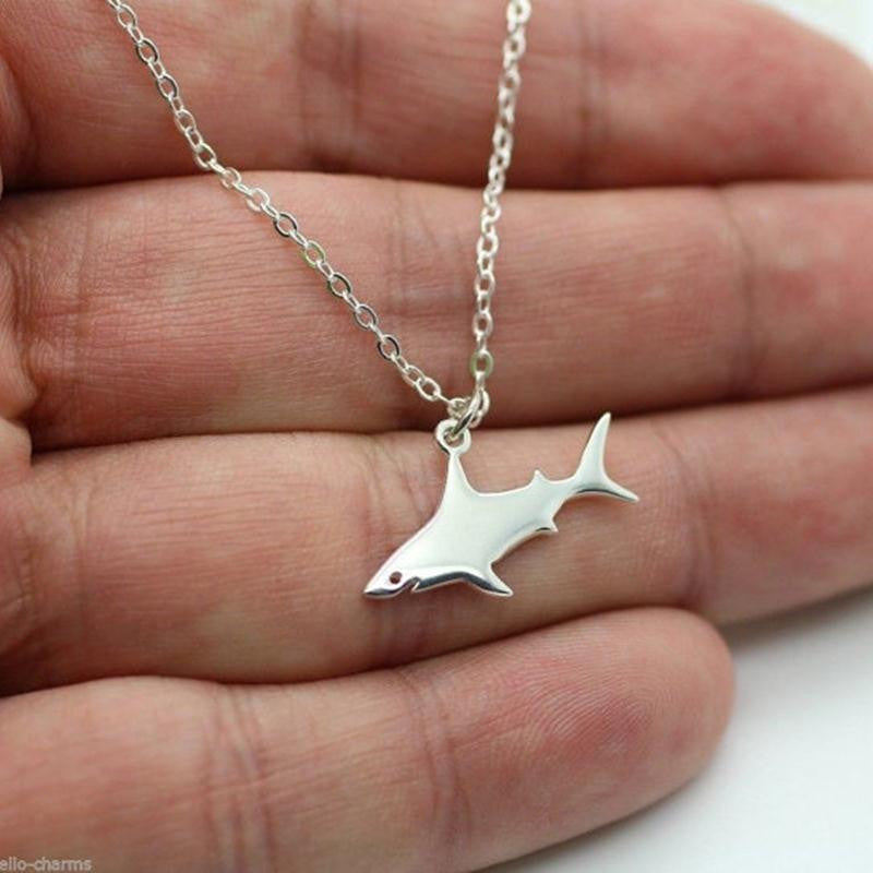 Silver Color Shark Fish Stainless Steel Necklace