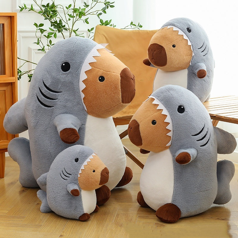 Shark Transformation Capybara Plush Toy Pillow
