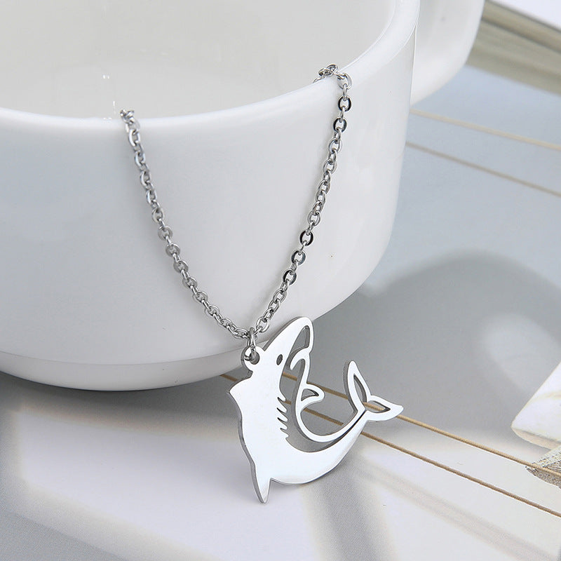 Marine Animal Necklace Large Shark Stainless Steel Pendant