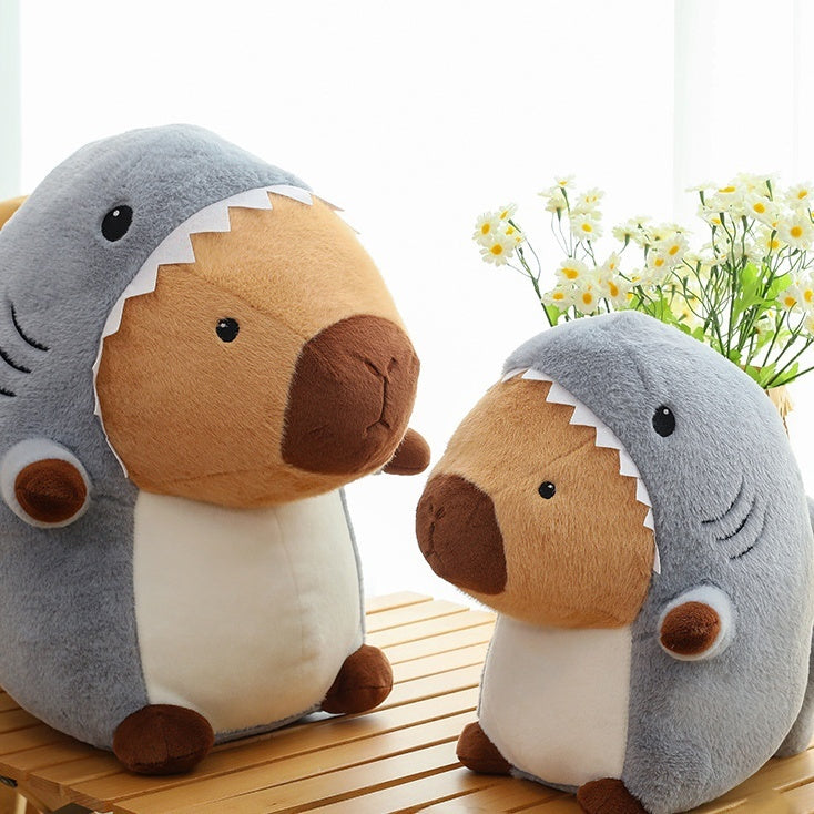 Shark Transformation Capybara Plush Toy Pillow