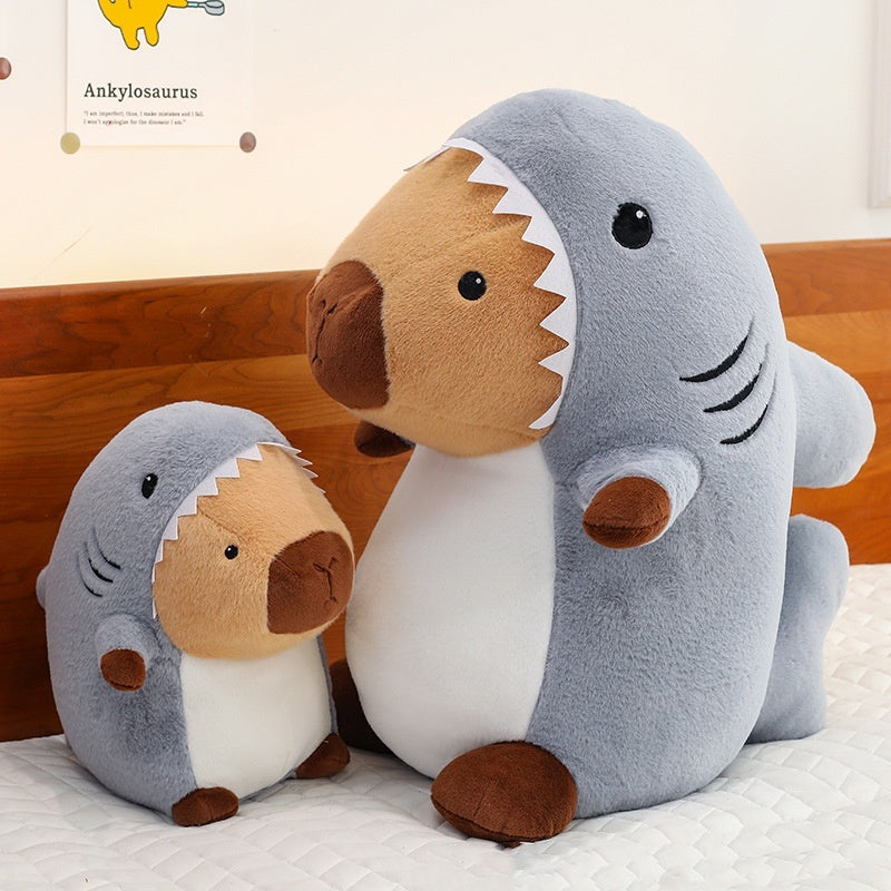 Shark Transformation Capybara Plush Toy Pillow