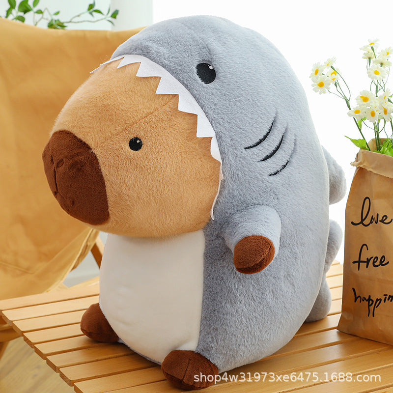Shark Transformation Capybara Plush Toy Pillow