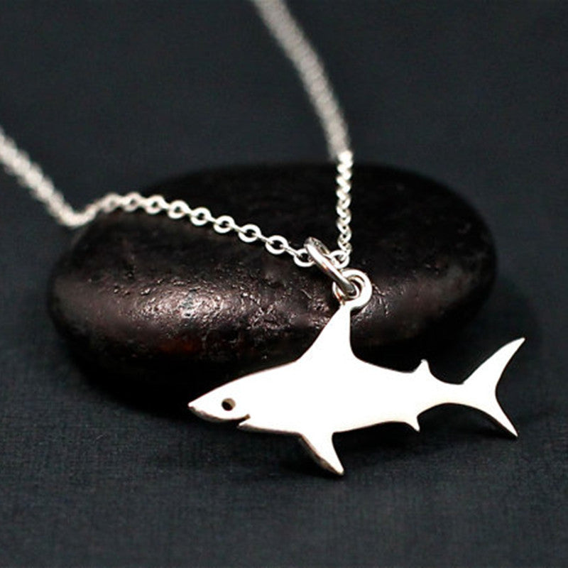 Silver Color Shark Fish Stainless Steel Necklace