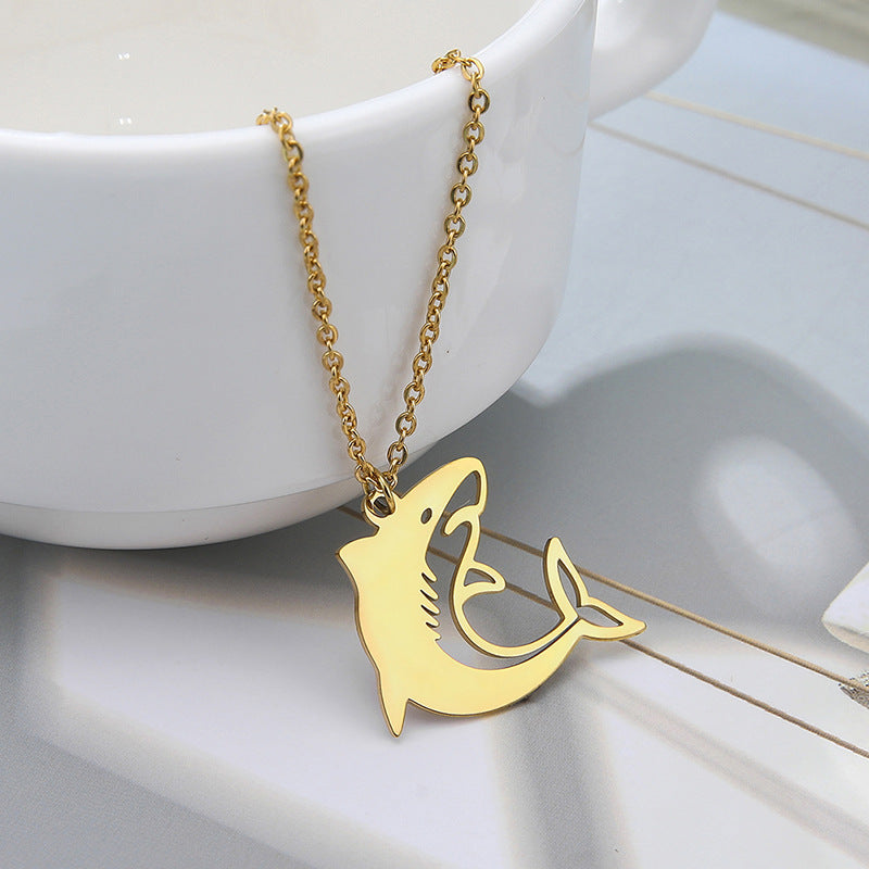 Marine Animal Necklace Large Shark Stainless Steel Pendant