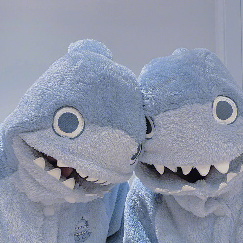 Women's Coral Fleece Cartoon Shark Pajamas