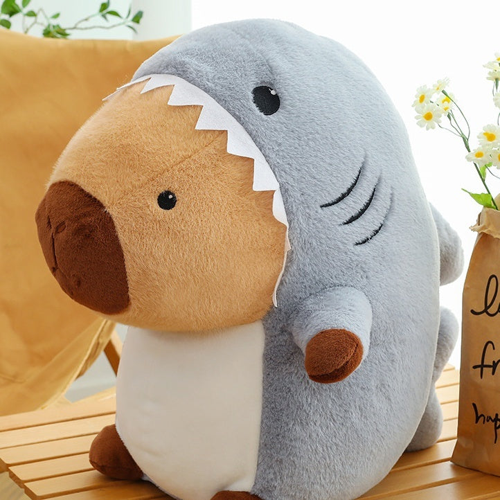 Shark Transformation Capybara Plush Toy Pillow